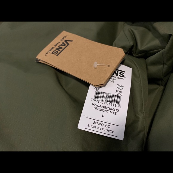 Vans all weather MTE Mens Large Jacket Green NWT - Picture 4 of 7